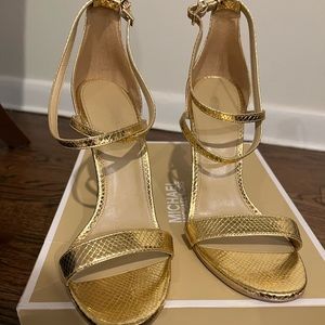 Michael Kors strap gold heels